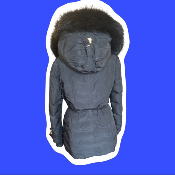 $1000 Mackage Katryn black down jacket with fur hood and leather trim size large - Picture 6 of 11